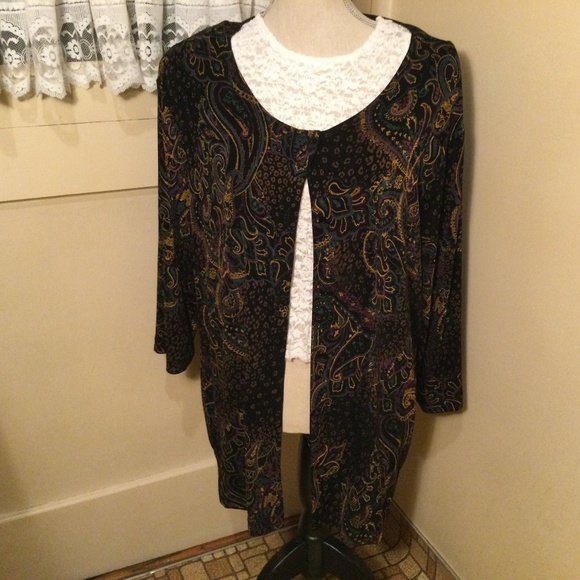 Vikki Vi, Gold, violet, teal, multi color Tops - Vikki Vi multi color long sleeve open faced top